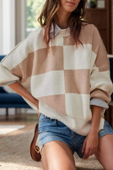 Color Block Round Neck Long Sleeve Sweater - Trendsi - Flyclothing LLC