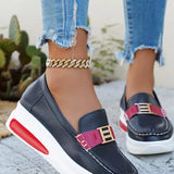 Metal Buckle Round Toe Slip-Ons - Trendsi - Flyclothing LLC