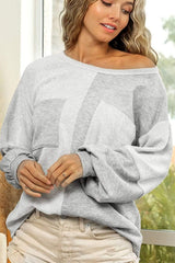 Color Block Double Chest Pocket Boat Neck Top - Trendsi - Flyclothing LLC