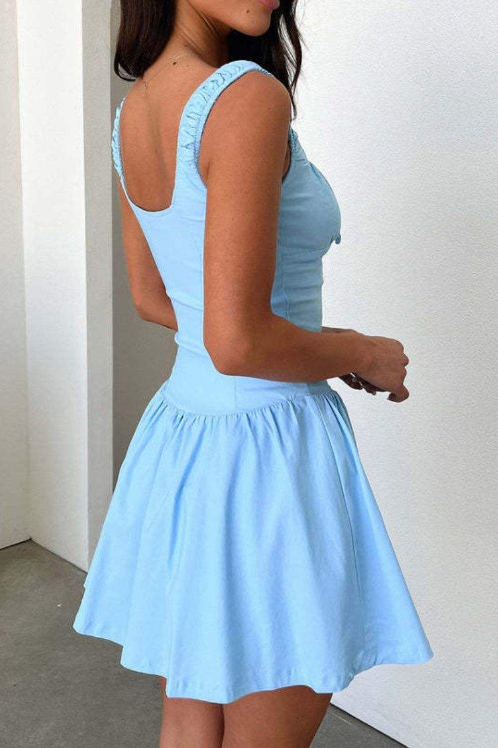 Decorative Button Square Neck Cami Dress - Trendsi - Flyclothing LLC