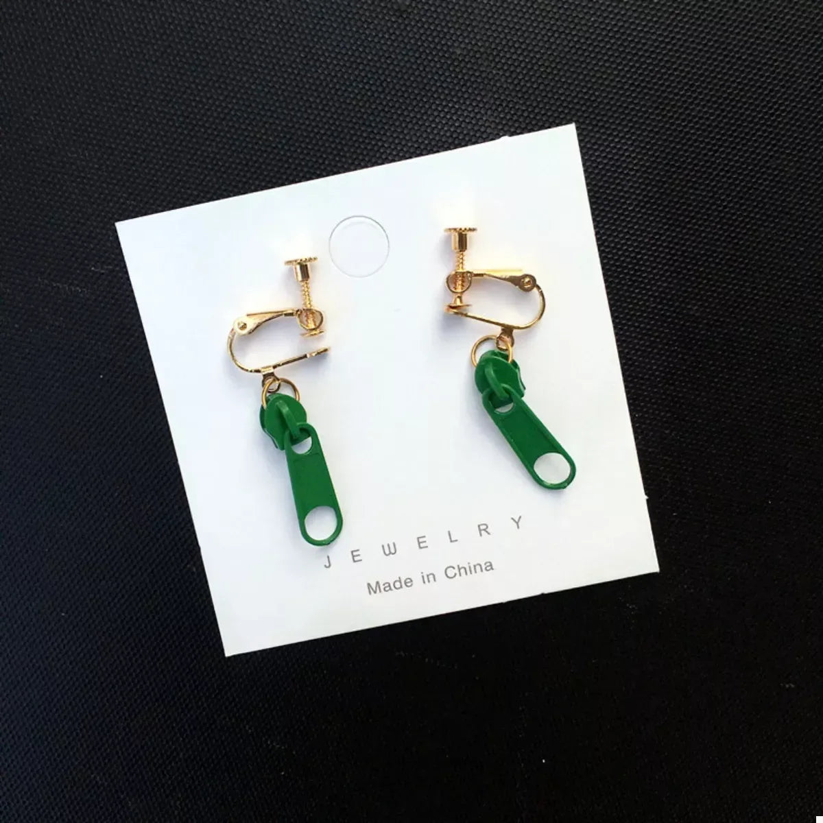 Zipper Dangle Clip-on Earrings - Trendsi - Flyclothing LLC