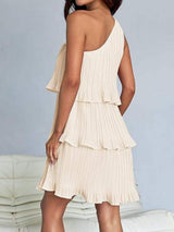 Layered Single Shoulder Mini Dress - Trendsi - Flyclothing LLC