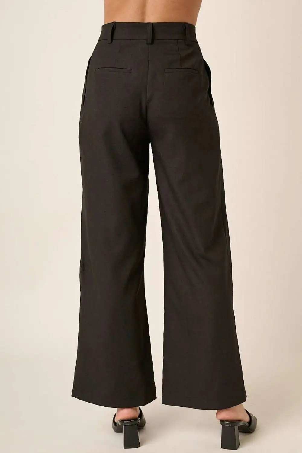 Mittoshop Deep Pleated High Waisted Wide Leg Pants - Trendsi - Flyclothing LLC