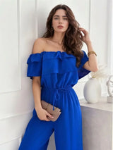 Ruffled Off-Shoulder Wide Leg Jumpsuit - Trendsi - Flyclothing LLC