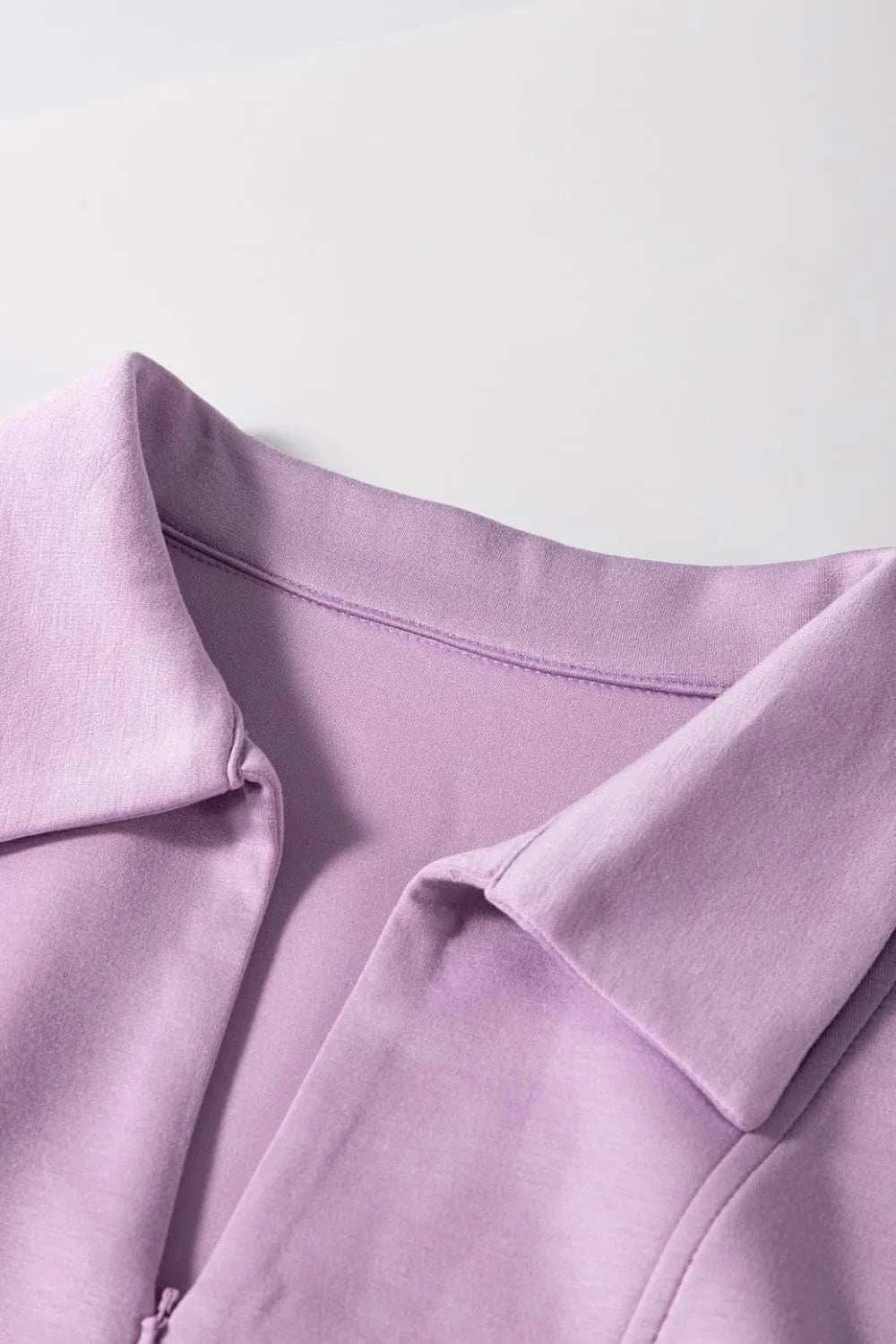 Short Sleeve Zipper Collared Elastic High Waist Romper - Trendsi - Flyclothing LLC