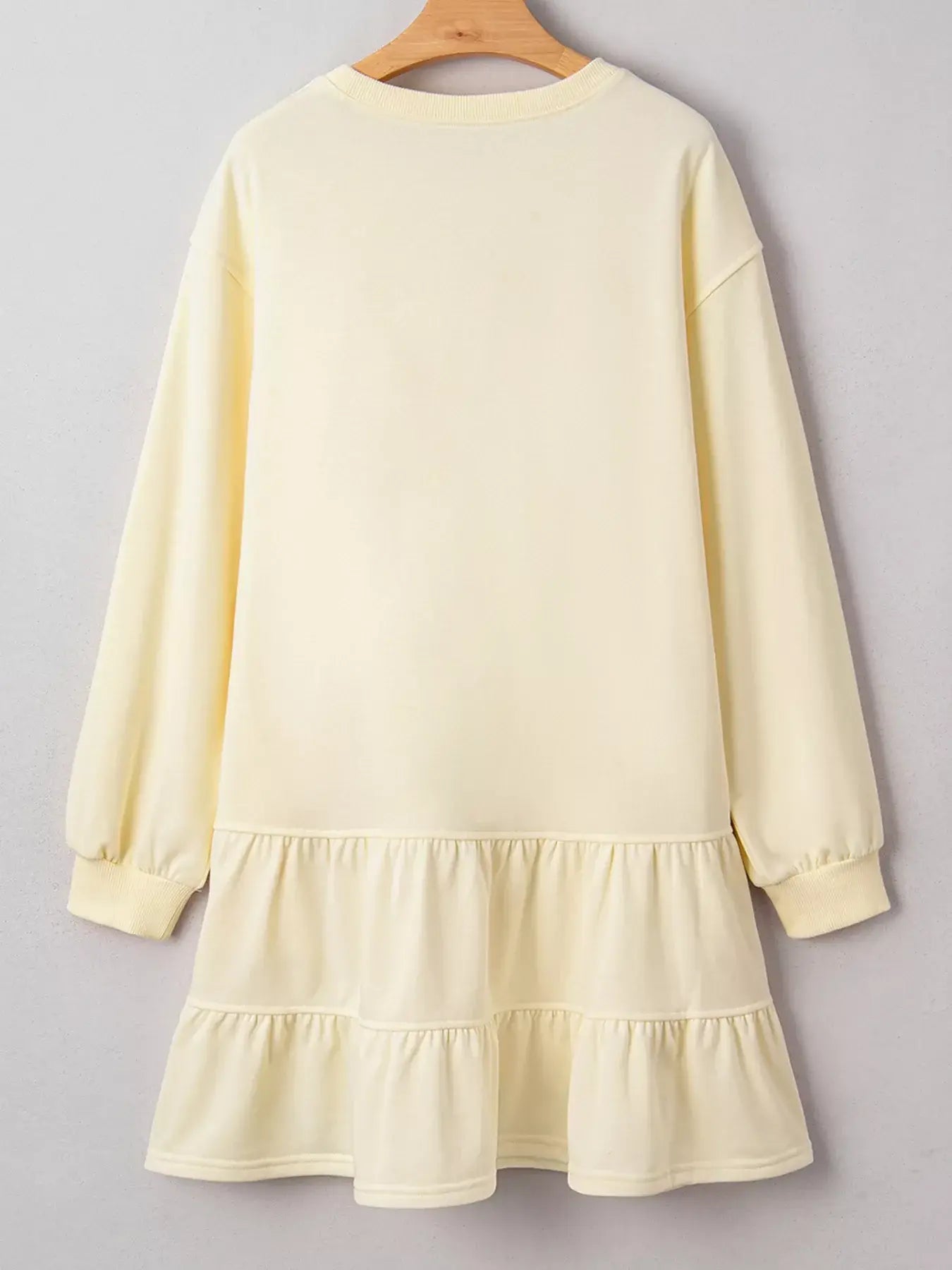 Double Tiered Ruffle Hem Long Sleeve Loose Mini Dress - Trendsi - Flyclothing LLC