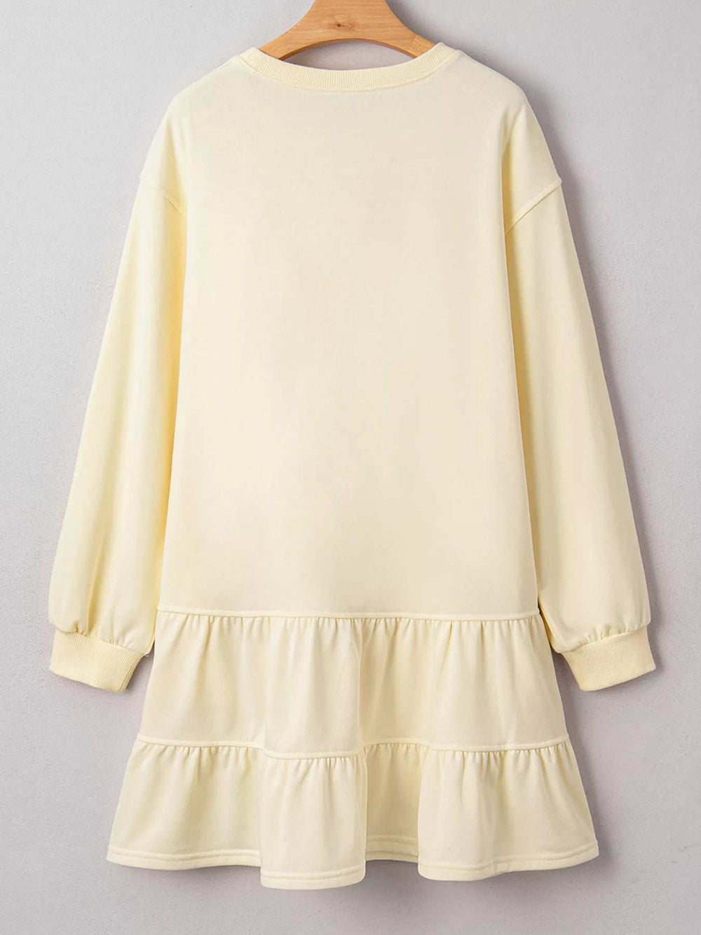 Double Tiered Ruffle Hem Long Sleeve Loose Mini Dress - Trendsi - Flyclothing LLC