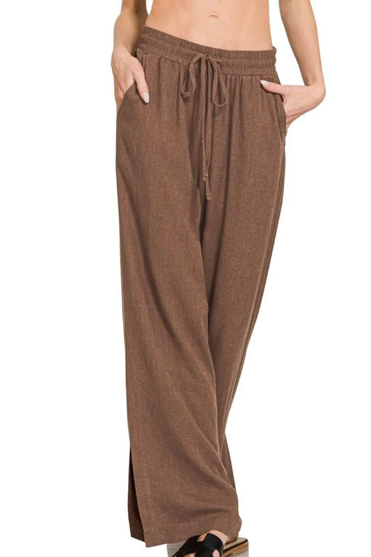 Zenana Linen Drawstring Pants - Trendsi - Flyclothing LLC