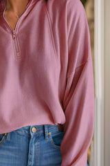 Half Zip Long Sleeve Sweatshirt - Trendsi - Flyclothing LLC