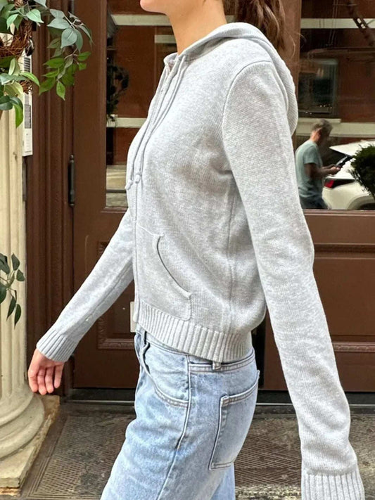 Drawstring Zip Up Long Sleeve Cardigan - Trendsi - Flyclothing LLC