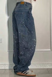 Full Size Washed Rhinestone Detail Wide leg Jeans Plus Size - Trendsi - Flyclothing LLC