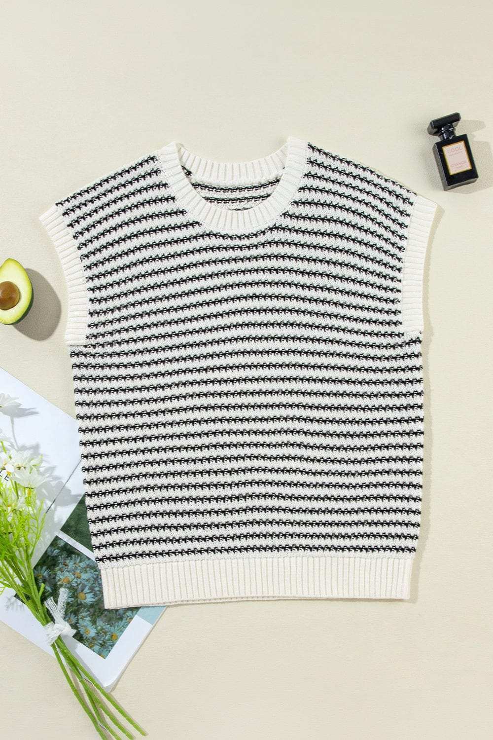 Striped Round Neck Sweater Vest - Trendsi - Flyclothing LLC