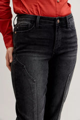 Judy Blue Mid Rise Straight Western Seam Detail Jeans - Trendsi - Flyclothing LLC