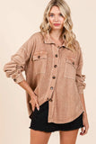 Mittoshop Mineral Wash French Terry Elbow Patch Shacket - Trendsi - Flyclothing LLC