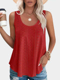 Florira Eyelet Round Neck Tank - Trendsi - Flyclothing LLC