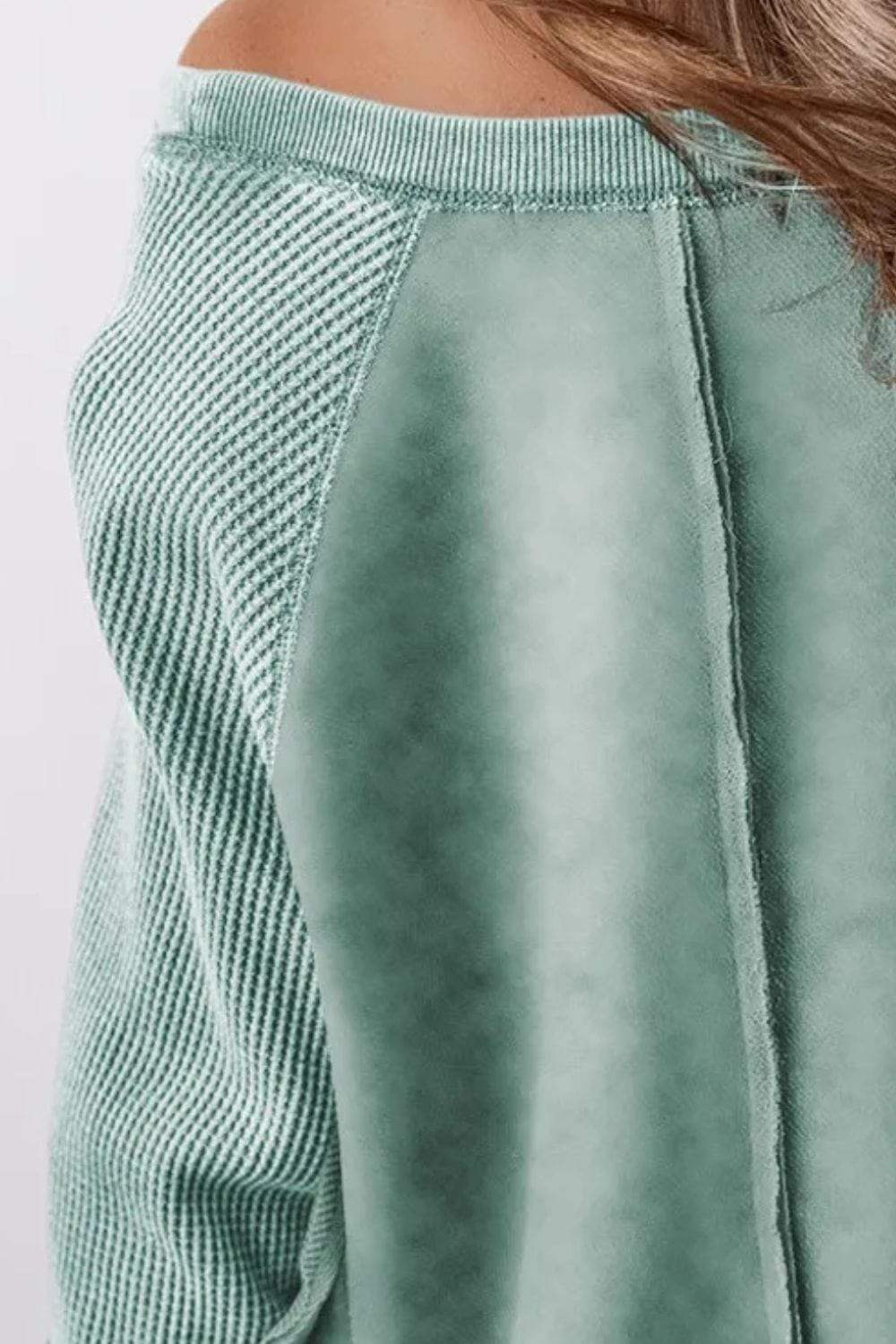 Exposed Seam Long Sleeve Sweatshirt - Trendsi - Flyclothing LLC