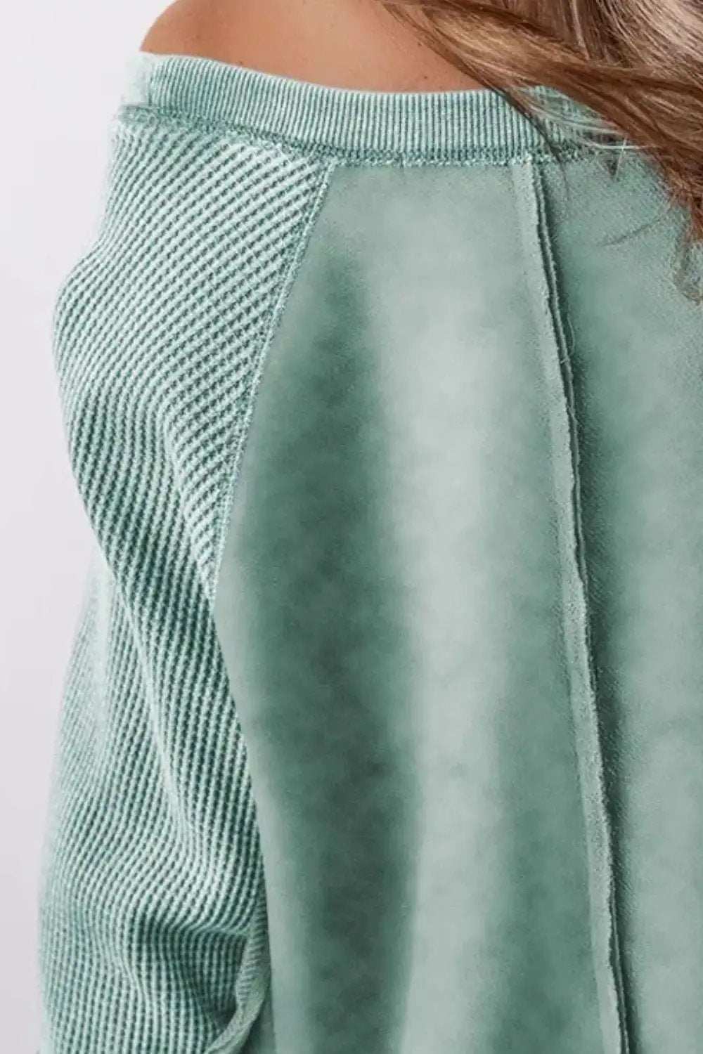 Exposed Seam Long Sleeve Sweatshirt - Trendsi - Flyclothing LLC