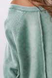 Exposed Seam Long Sleeve Sweatshirt - Trendsi - Flyclothing LLC