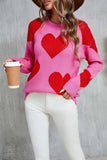 Angel Wings Contrast Heart Dropped Shoulder Long Sleeve Sweater - Trendsi - Flyclothing LLC