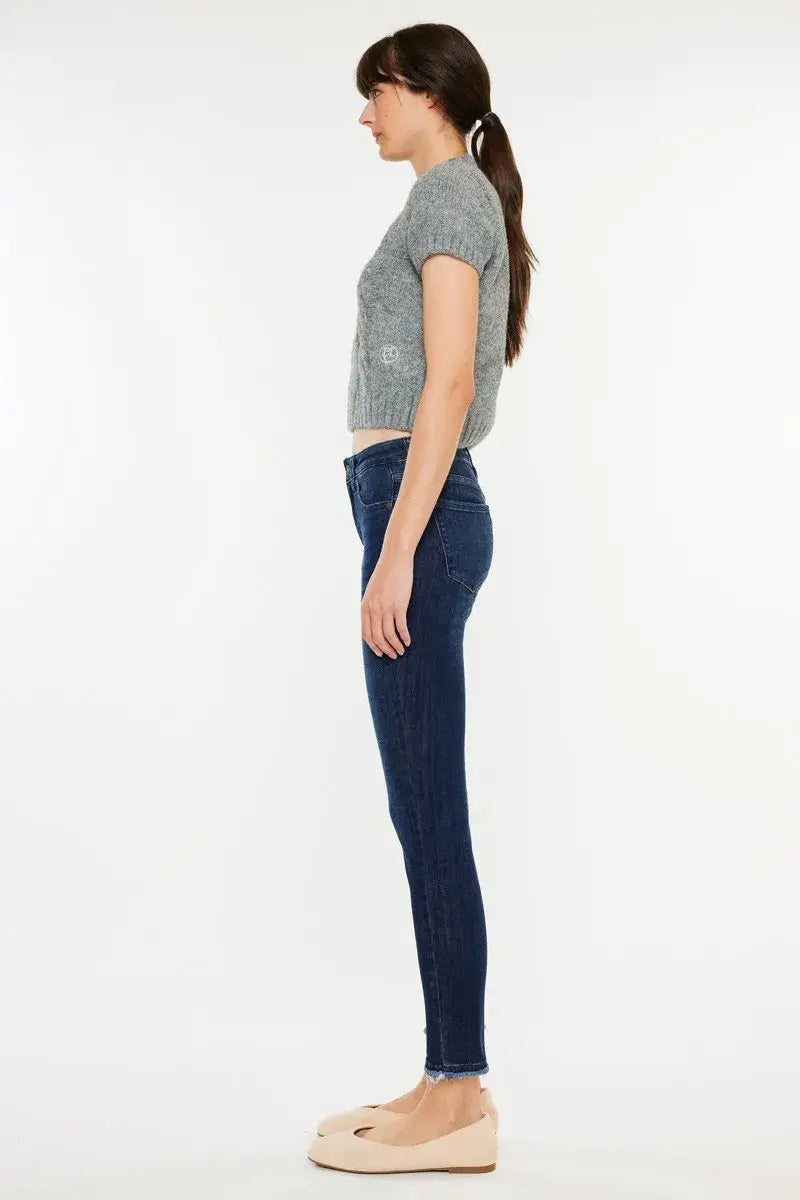Kancan High-Rise Slim Fit Raw Hem Ankle Jeans - Trendsi - Flyclothing LLC