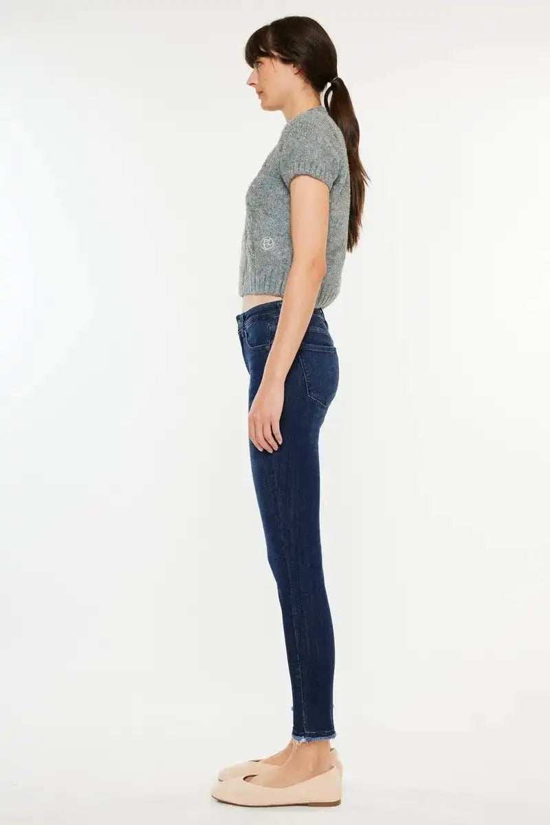 Kancan High-Rise Slim Fit Raw Hem Ankle Jeans - Trendsi - Flyclothing LLC