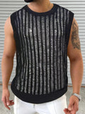 Men's Round Neck Hollow Out Sleeveless Top - Trendsi