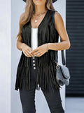 Fringe Open Front Vest Coat - Trendsi - Flyclothing LLC