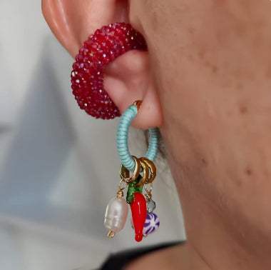 Stainless Steel Chili-shaped Pearl Multi-drop Pendant Earrings - My Store - Flyclothing LLC