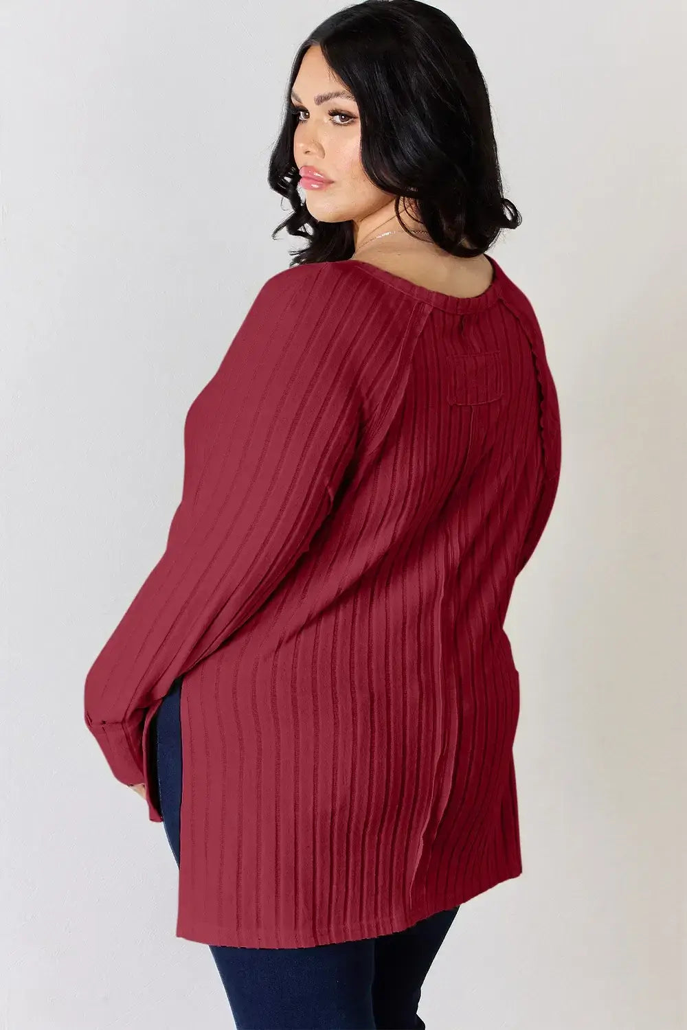 Basic Bae Full Size Ribbed Round Neck Slit T-Shirt - ShopBasicbae - Flyclothing LLC