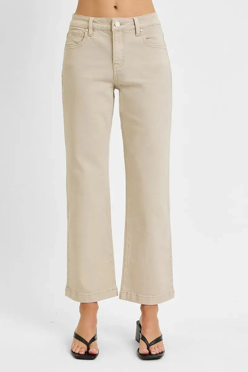 RISEN Full Size Tummy Control Mid Rise Ankle Straight Jeans Plus Size - Trendsi - Flyclothing LLC
