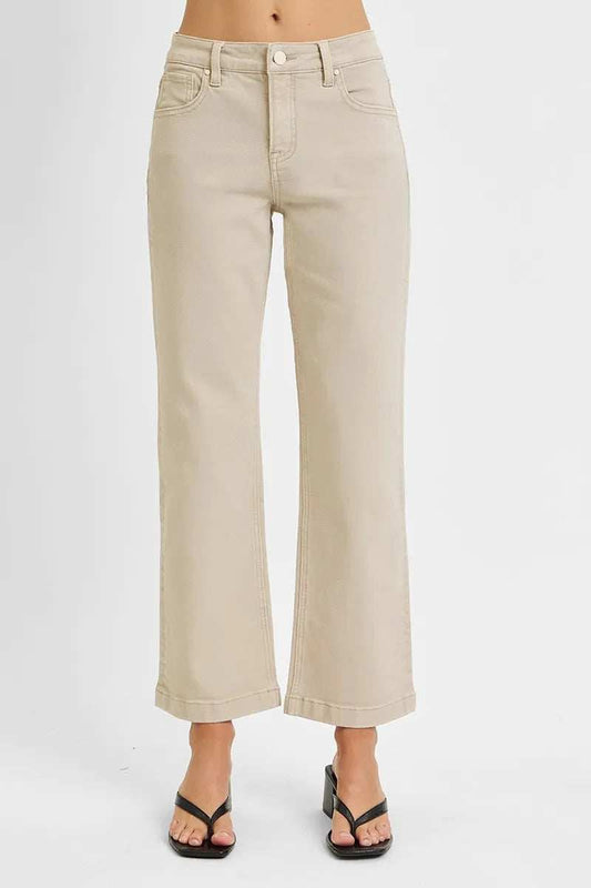 RISEN Full Size Tummy Control Mid Rise Ankle Straight Jeans Plus Size - Trendsi - Flyclothing LLC