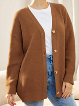 Button Down V-Neck Long Sleeve Cardigan - Trendsi - Flyclothing LLC