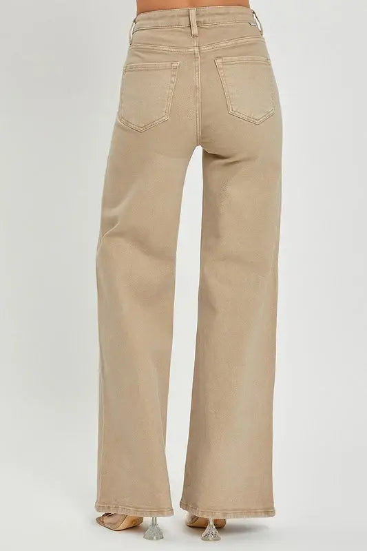 RISEN Full Size Tummy Control High Rise Wide Leg Jeans Plus Size - Trendsi - Flyclothing LLC