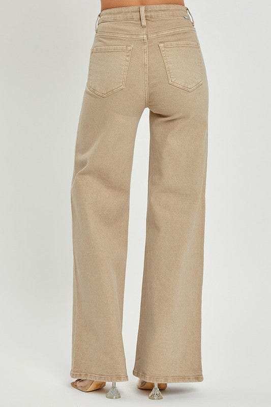 RISEN Full Size Tummy Control High Rise Wide Leg Jeans Plus Size - Trendsi - Flyclothing LLC