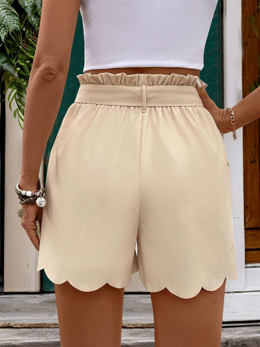 Frill Tied Shorts with Pockets - Trendsi - Flyclothing LLC