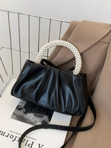 Pearl Handle Ruched Crossbody Bag - Trendsi - Flyclothing LLC