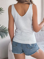 Openwork Wide Strap Knit Vest - Trendsi