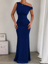 One-Shoulder Ruched Bodycon Maxi Dress - Trendsi - Flyclothing LLC