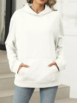 Kangaroo Pocket Long Sleeve Hoodie - Trendsi - Flyclothing LLC