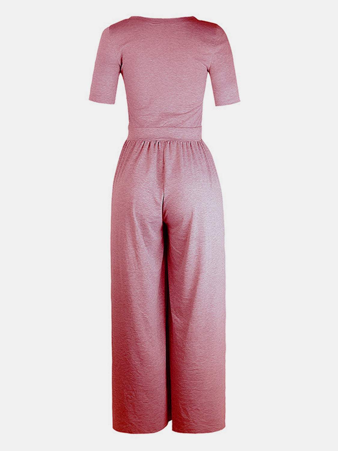 Scoop Neck Short Sleeve Jumpsuit - Trendsi - Flyclothing LLC