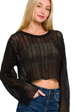 Zenana Open Knit Cropped Sweater - Trendsi