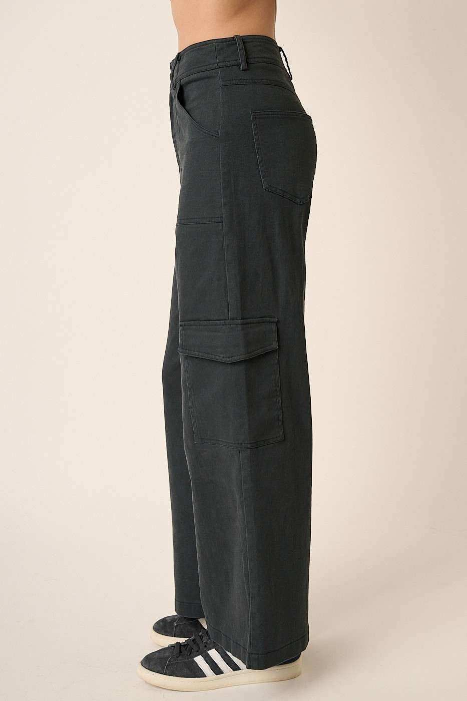 Mittoshop Wide Leg High Waist Pants with Cargo Pockets - Trendsi - Flyclothing LLC