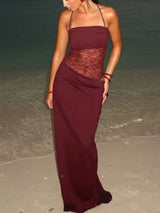 Lace Cutout Tie Shoulder Maxi Dress - Trendsi - Flyclothing LLC