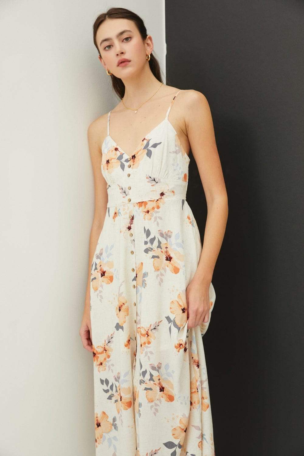 Be Cool Floral Button Down Cami Midi Dress - Trendsi - Flyclothing LLC