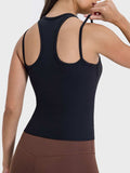 Cutout Round Neck Racerback Active Tank - Trendsi - Flyclothing LLC