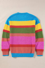 Contrast Round Neck Dropped Shoulder Sweater - Trendsi - Flyclothing LLC
