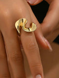 18K Gold-Plated Stainless Steel Geometric Ring - Trendsi - Flyclothing LLC