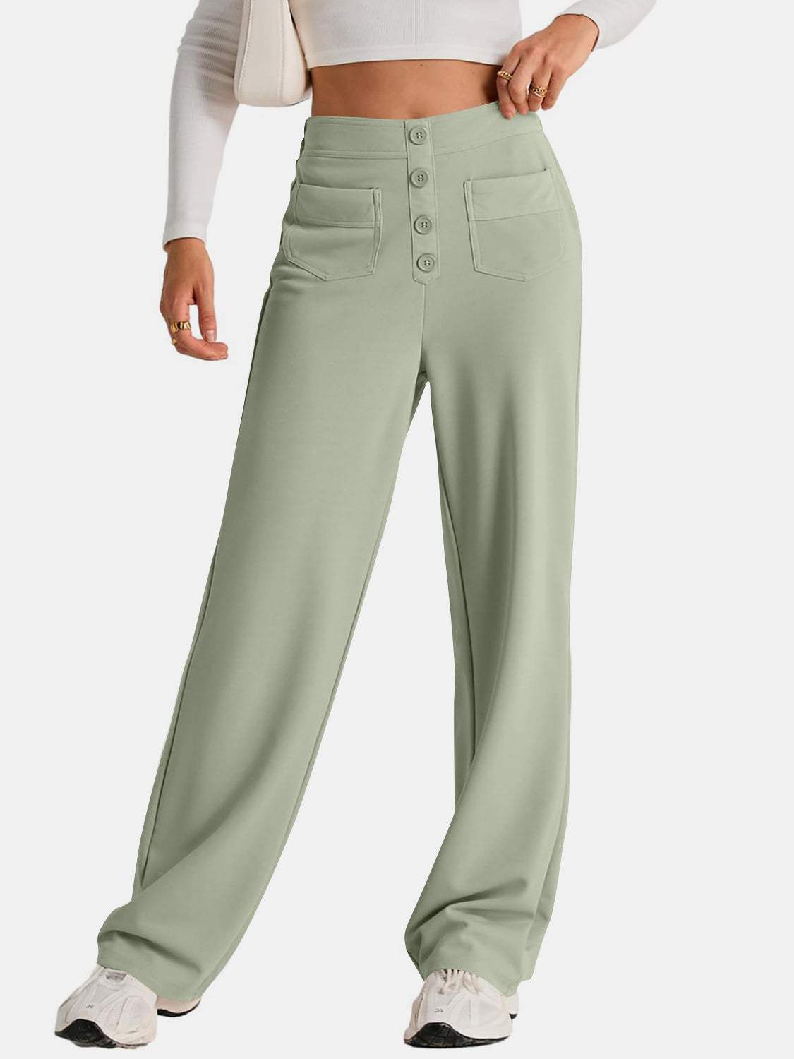 High Waist Wide Leg Pants - Trendsi - Flyclothing LLC