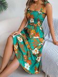 Smocked Floral Tie Shoulder Midi Dress - Trendsi - Flyclothing LLC