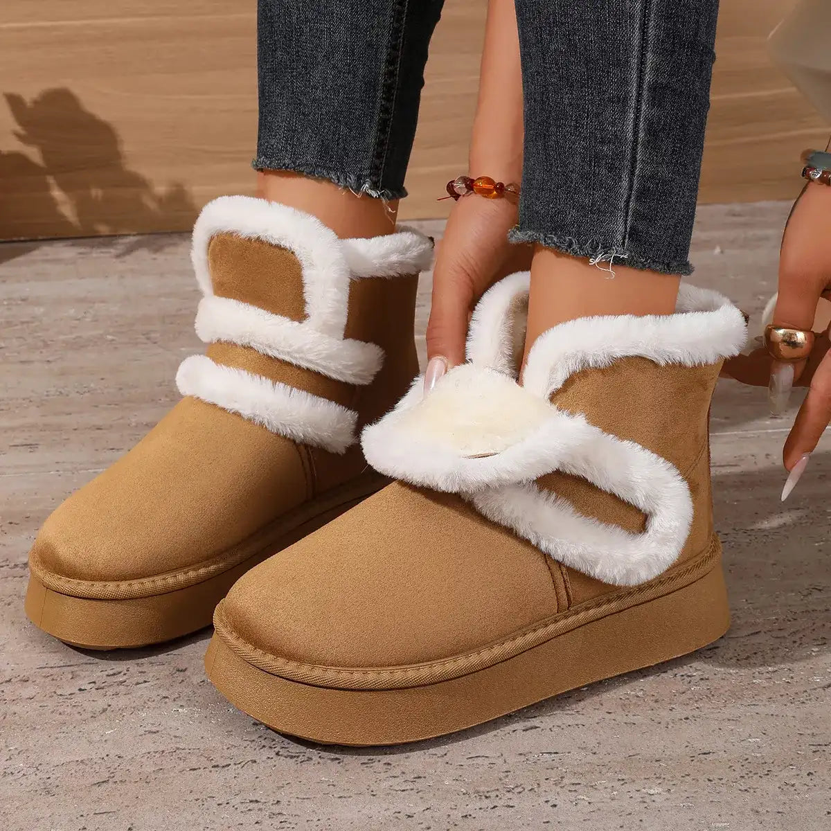 Round Toe Platform Boots - Trendsi - Flyclothing LLC